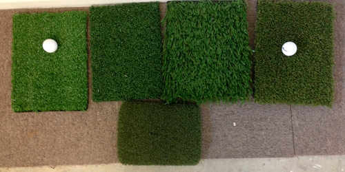 Some samples of our range of synthetic golf grasses.