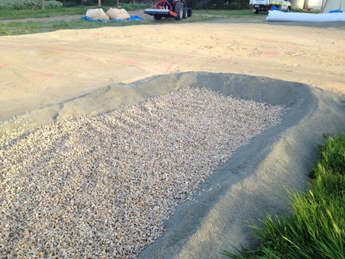 Bunker created and stone base for drainage