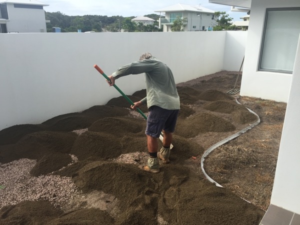 Bruce shaping the soil