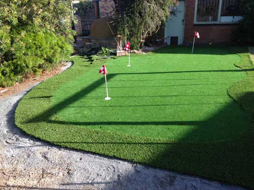 A very nice backyard putting green