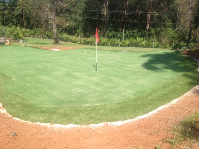 A beautiful synthetic golf green 