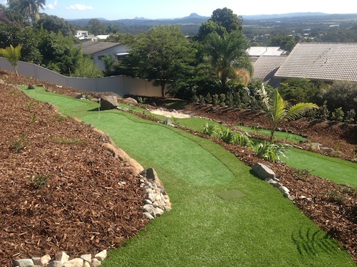 The 4th tee. Can you chip over the wall or do you putt around it?