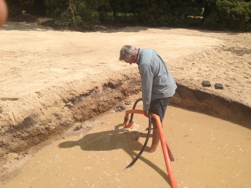 Bruce emptying the bunker. I put my hand up to take the photo