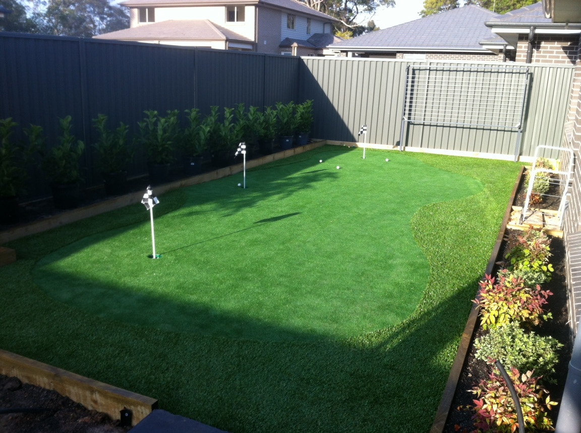 Backyard Chipping Practice With A Synthetic Golf Green